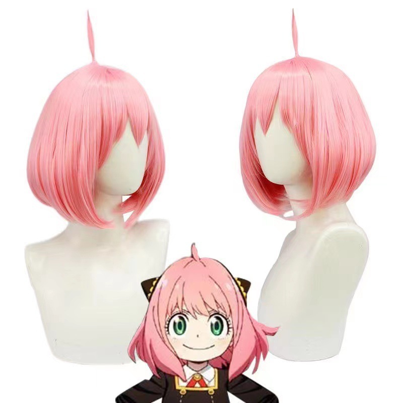 Anime Cosplay Anya - Parrucca rosa stile bob per cosplay