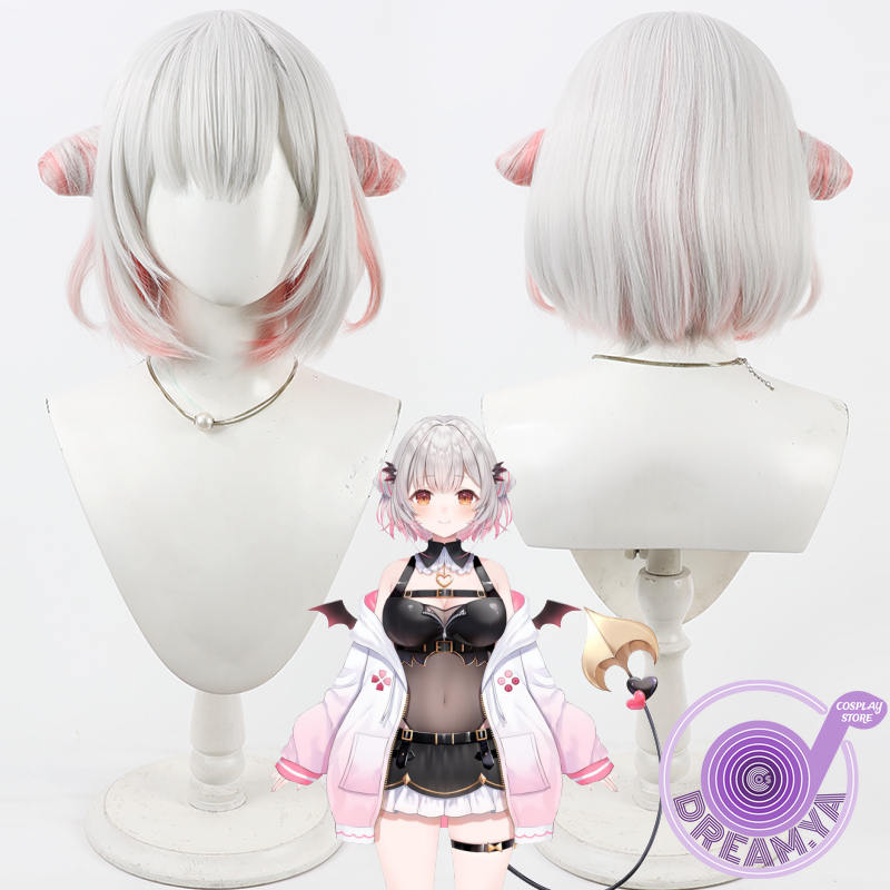 Anime Cosplay Pink - Parrucca cosplay Suou Patra Vtuber Grigio