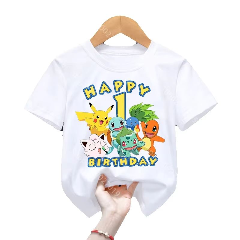 Anime Cosplay Pokemon - Maglietta di Compleanno con Pikachu e