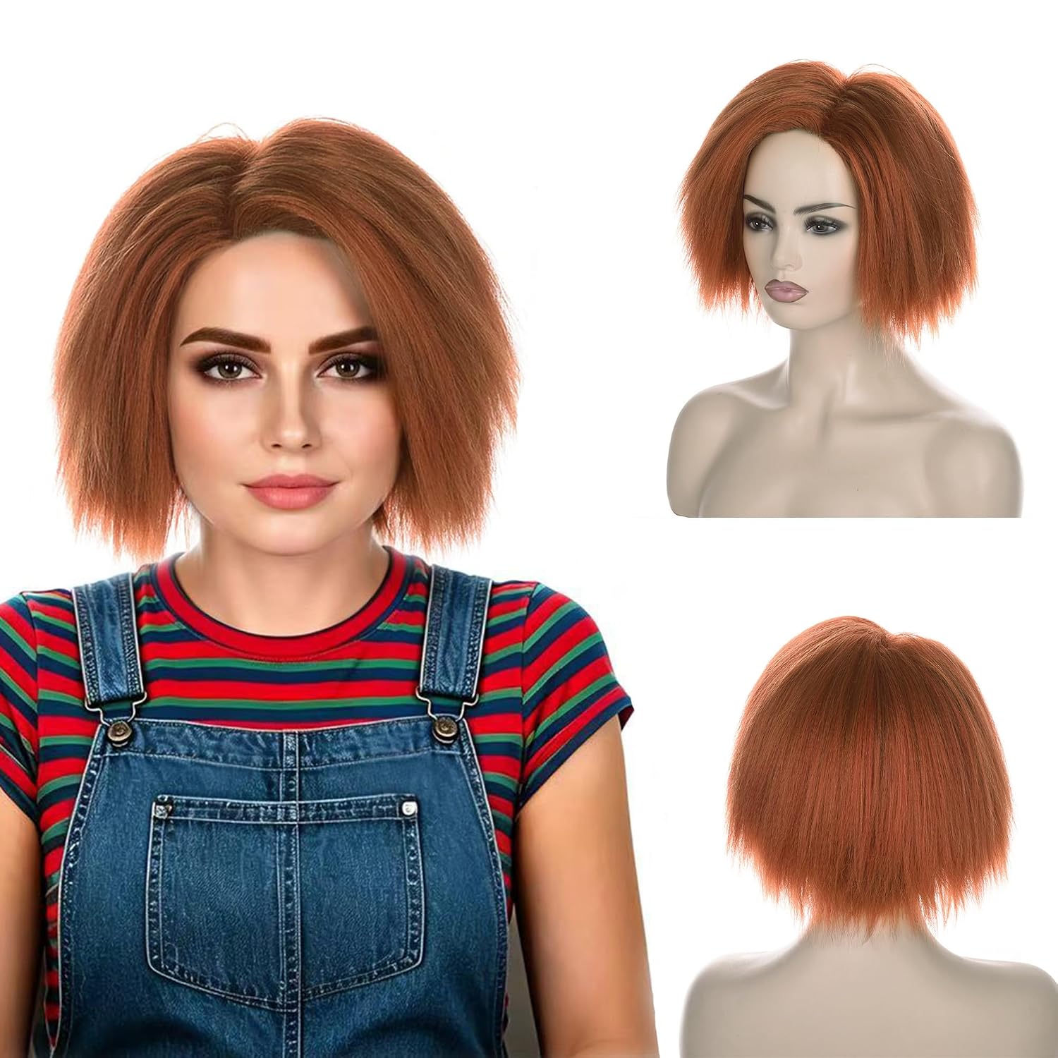 Anime Cosplay Orange Hair - Parrucca Corta Arancione Marrone Yaki per